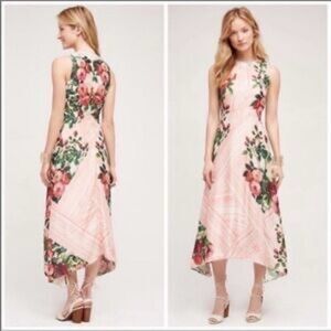 Anthropologie Floral Pink Sleeveless Dress